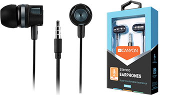 CANYON CNE-CEP3R Stereo earphone with microphone, 1.2m flat cable, RED